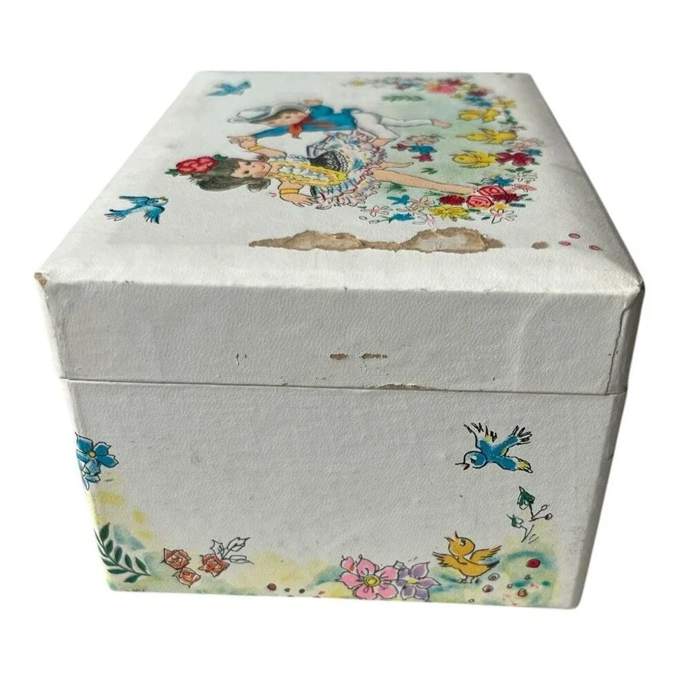 Vintage Ballerina Music Jewelry Box Japan Dance Floral Fascination READ WORKS
